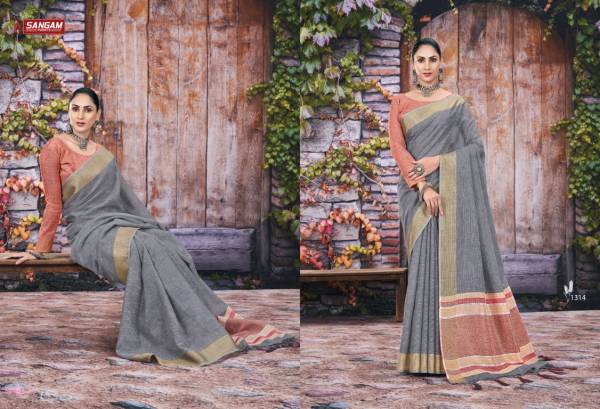 Sangam Rithika Fancy Designer Festive Wear Linen Sarees Collection